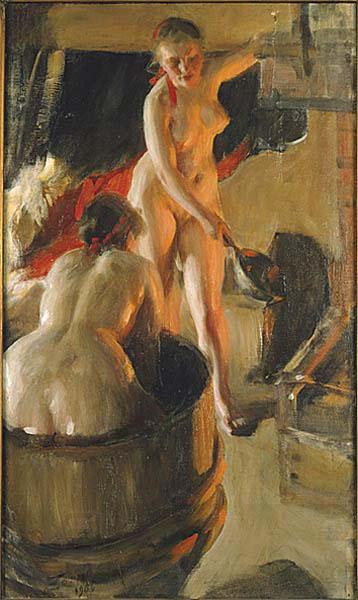 Anders Zorn Girls from Dalarna Having a Bath oil painting picture